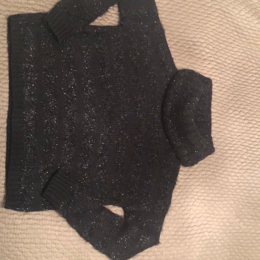 Alice Olivia S black turtleneck sparkly thread new